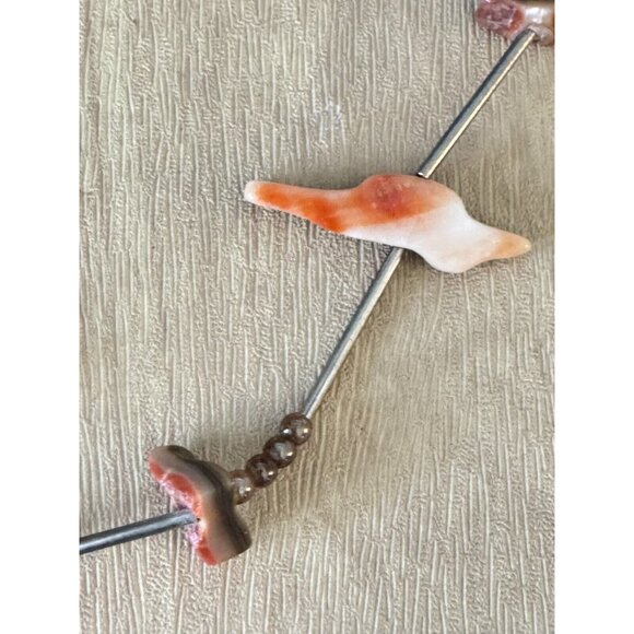 Vintage Southwestern Abalone Shell Bird Fetish Necklace With Brown Beads & Barre - Picture 5 of 6